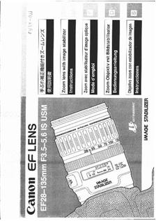 Canon 28-135/3.5-5.6 manual. Camera Instructions.